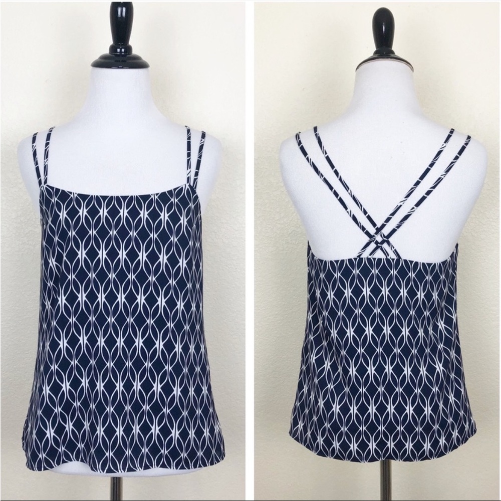 Banana Republic Strappy Navy Blue & White Lined Cami/Tank Top - Size 0 Petite